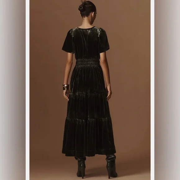Anthropologie The Somerset Maxi Dress: Velvet Edition Dark Green - size XS - Picture 13 of 13